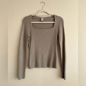 Grey square neck sweater - H&M
